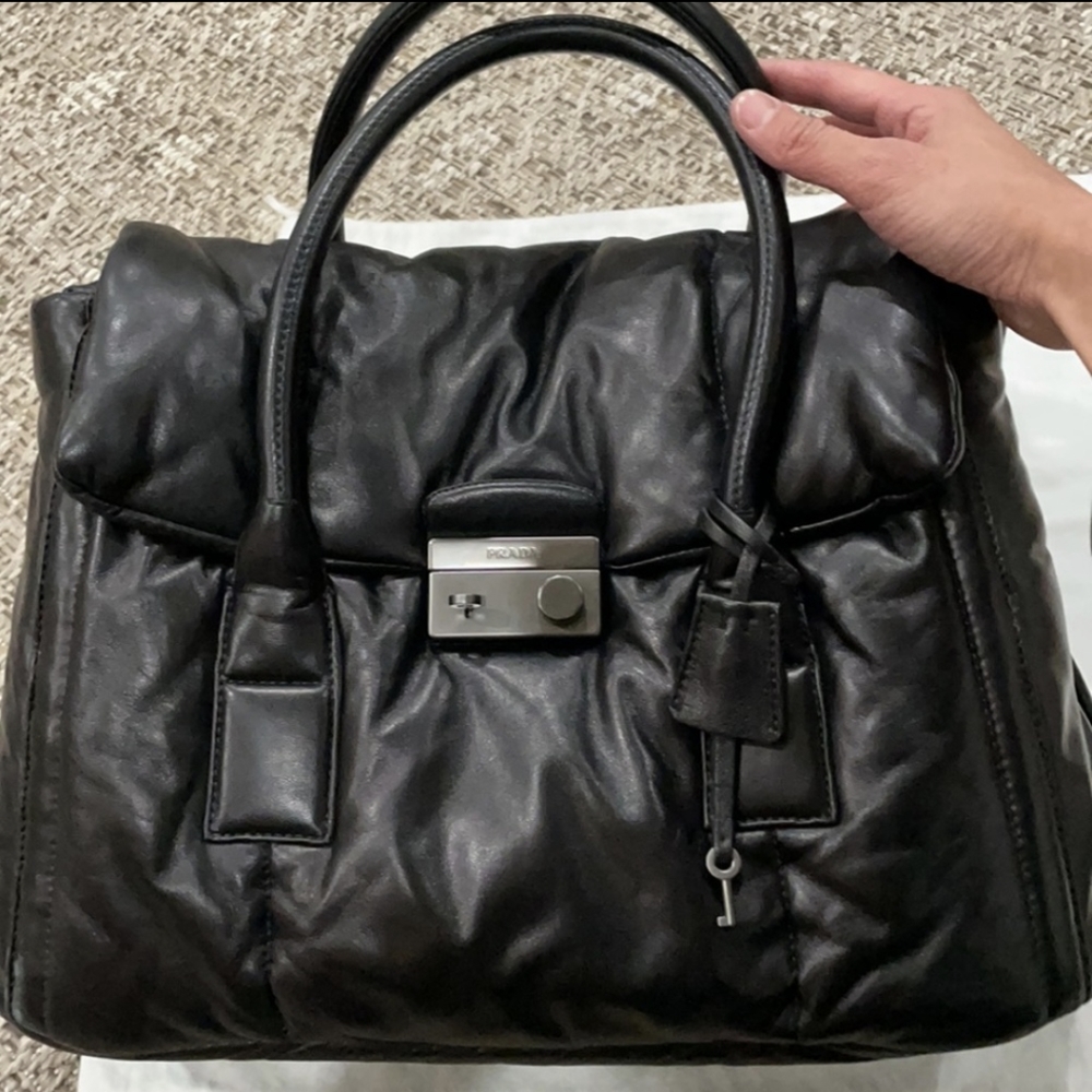 Authentic Prada leather puffer tote